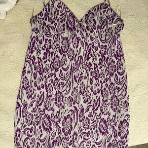 ZARA Floral Strapless Dress - Purple and White